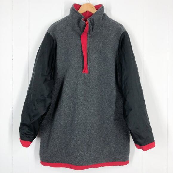 Land’s End VTG Pullover Jacket Fleece Lined 1/4 Zip Collared Unisex Large in Red - Picture 11 of 16